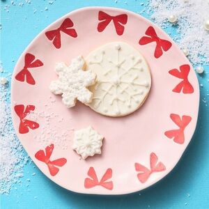 Anthropologie Vida Icon Stoneware Dessert Plate | Pink Bow | NIB